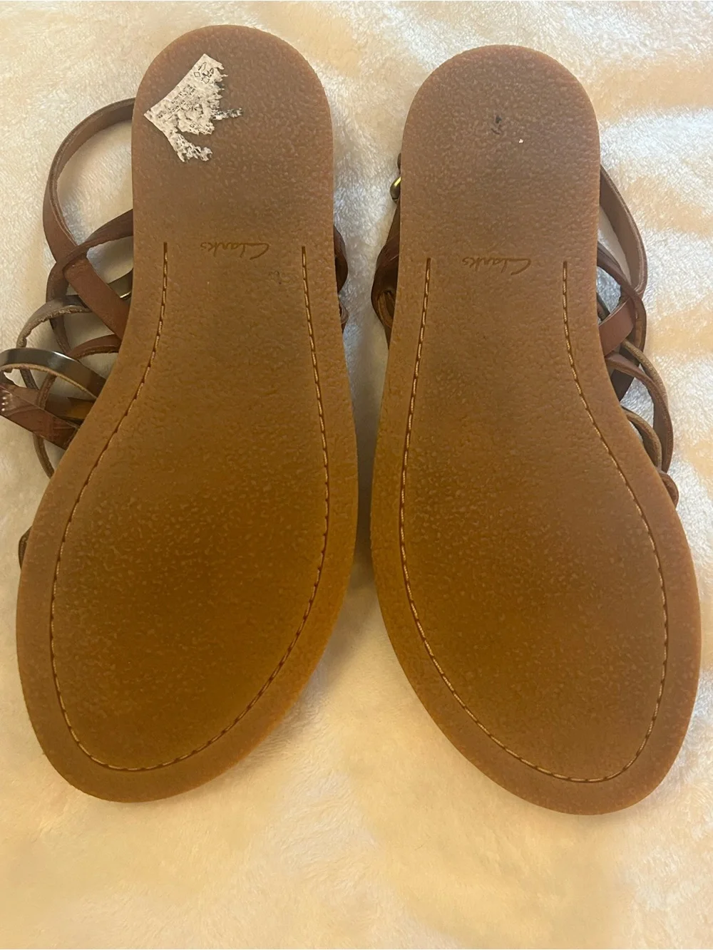 Clarks Strappy Flat Sandals Brown Bronze Metallic Women’s Size 10M